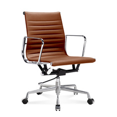 Brostuhl Halbhoher Office Chair mit geripptem Leder cognac