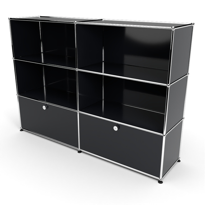 Highboard 3x2 mit 2 Klapptren unten, Graphitschwarz