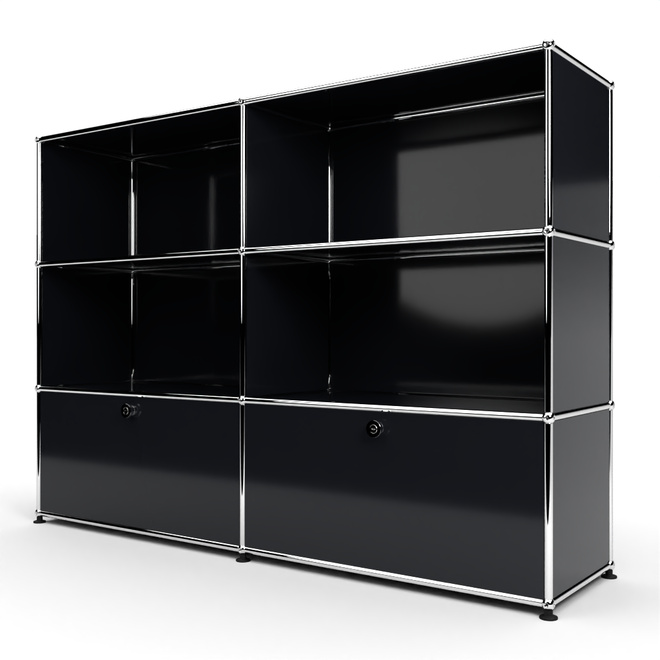 Highboard 3x2 mit 2 Klapptren unten, Graphitschwarz