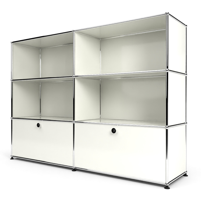 Highboard 3x2 mit 2 Klapptren unten, Weiss