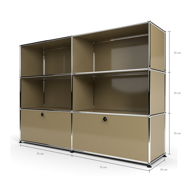 Highboard 3x2 mit 2 Klapptren unten, Beige