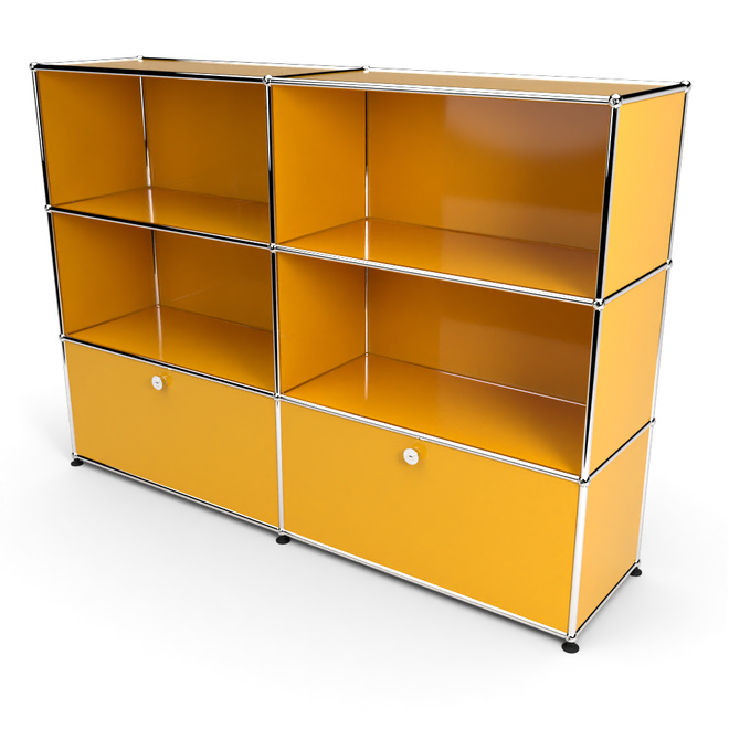 Highboard 3x2 mit 2 Klapptren unten, Goldgelb