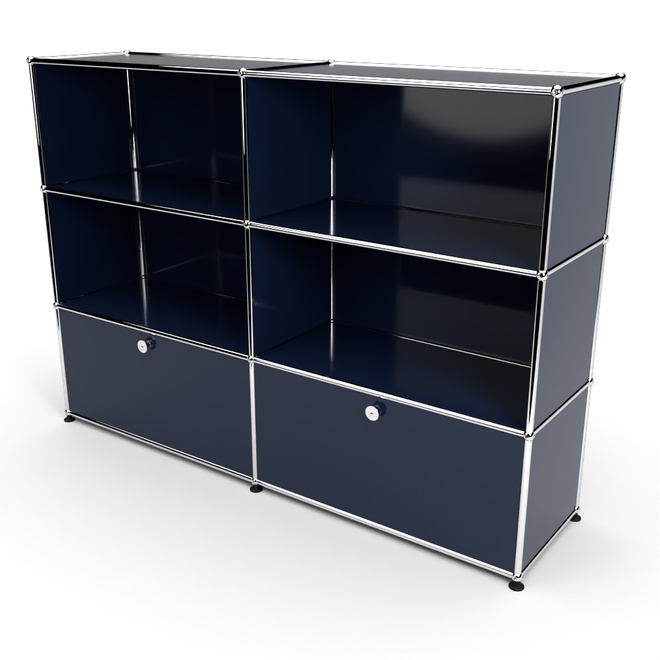 Highboard 3x2 mit 2 Klapptren unten, Stahlblau