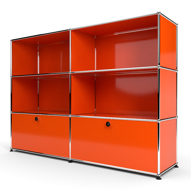 Highboard 3x2 mit 2 Klapptren unten, Orange