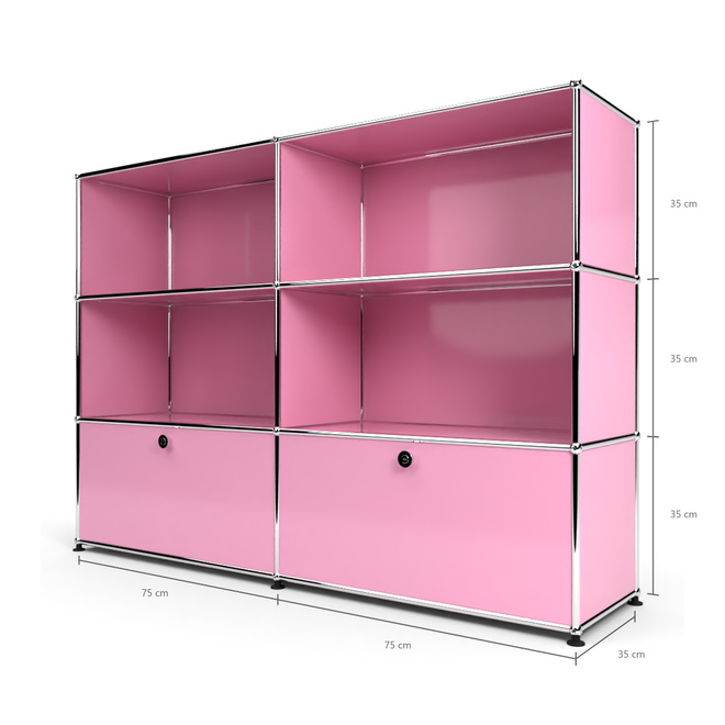 Highboard 3x2 mit 2 Klapptren unten, Rosa