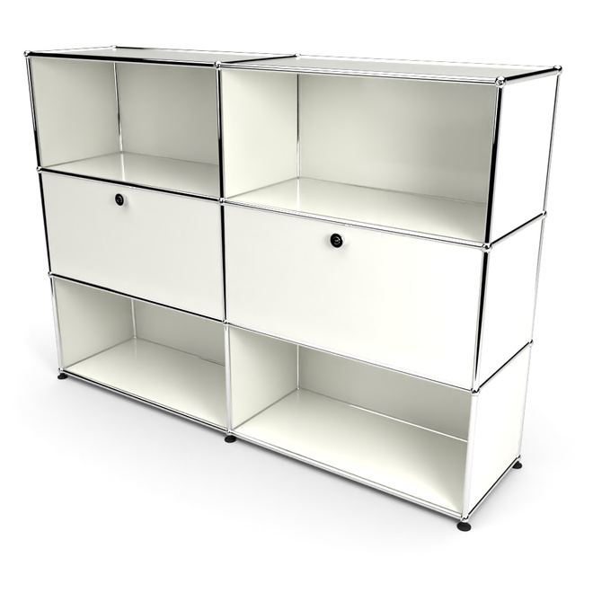 Highboard 3x2 mit 2 Klapptren Mitte, Weiss