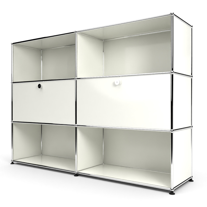 Highboard 3x2 mit 2 Klapptren Mitte, Weiss