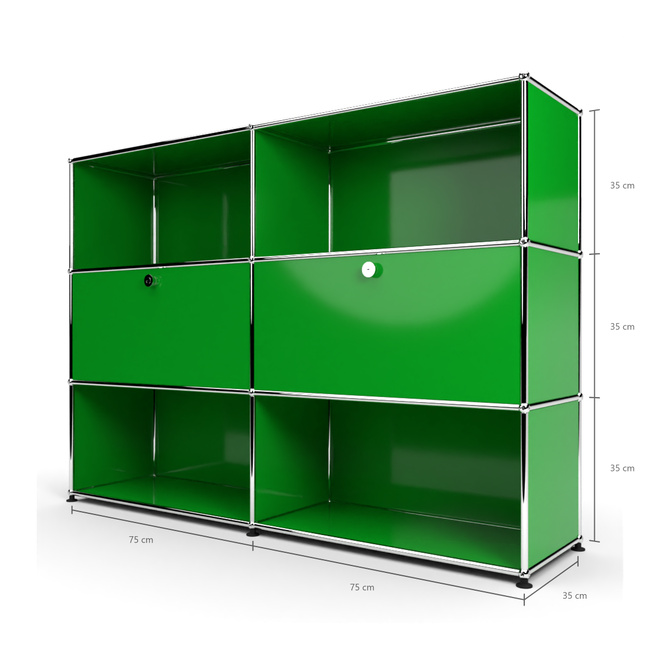 Highboard 3x2 mit 2 Klapptren Mitte, Grn