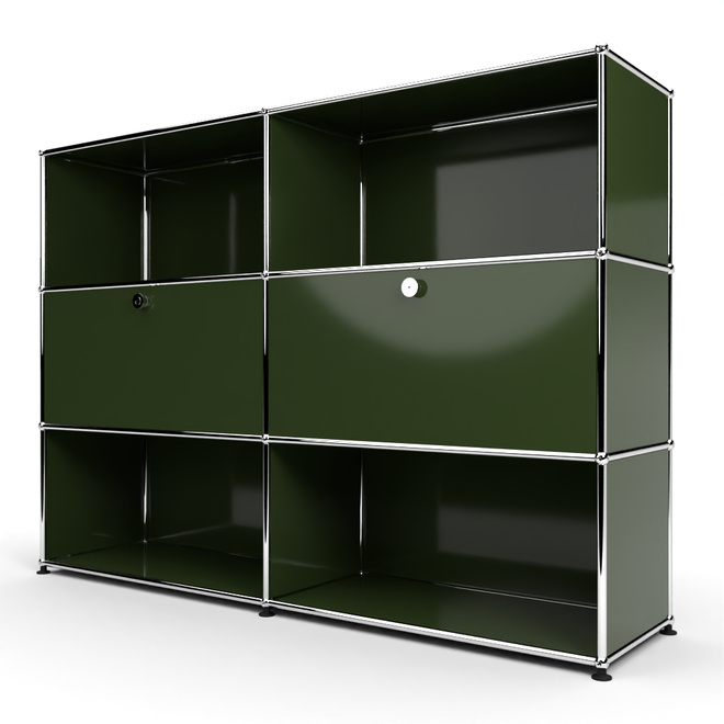 Highboard 3x2 mit 2 Klapptren Mitte, Olivgrn