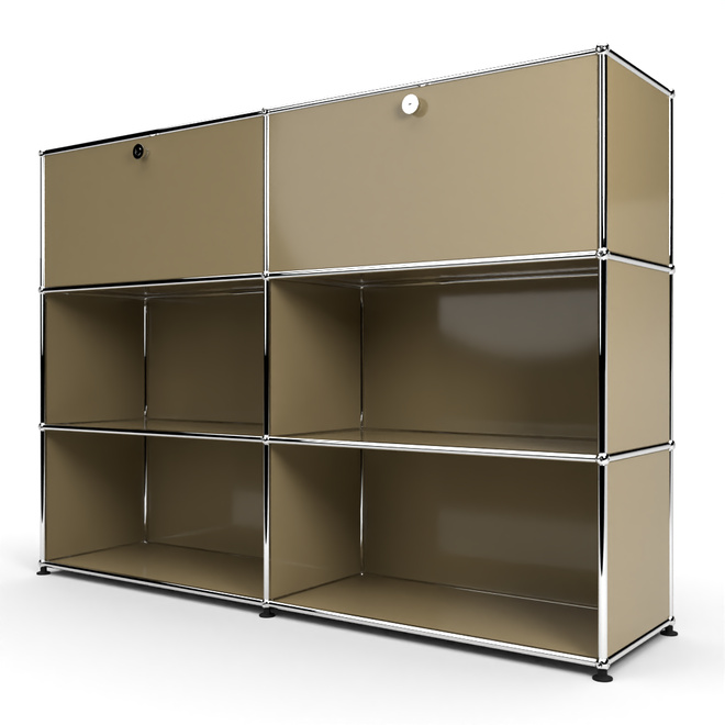 Highboard 3x2 mit 2 Klapptren oben, Beige