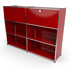 Highboard 3x2 mit 2 Klapptren oben, Rubinrot