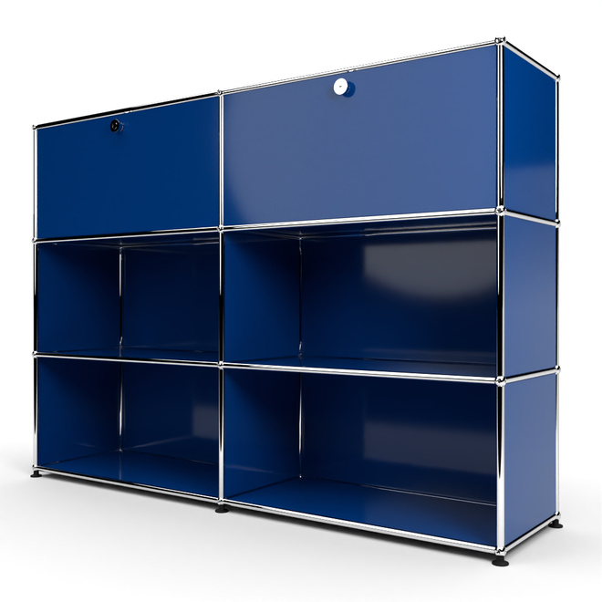 Highboard 3x2 mit 2 Klapptren oben, Enzianblau