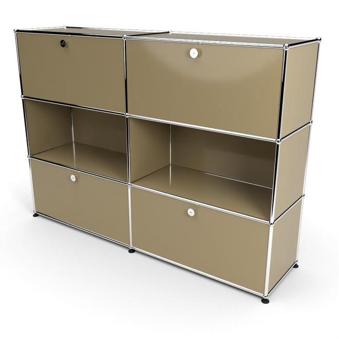 Highboard 3x2 mit 4 Klapptren oben und unten, Beige