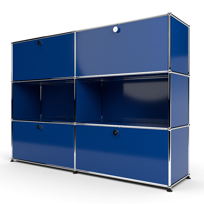 Highboard 3x2 mit 4 Klapptren oben und unten, Enzianblau