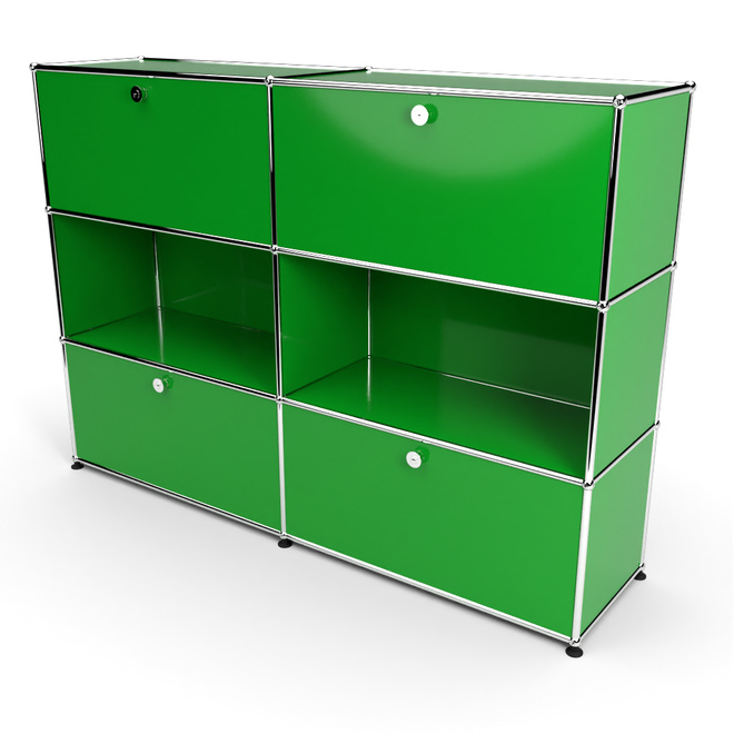 Highboard 3x2 mit 4 Klapptren oben und unten, Grn