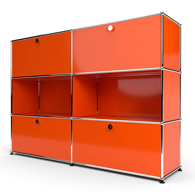 Highboard 3x2 mit 4 Klapptren oben und unten, Orange