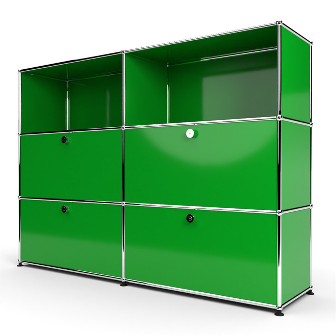 Highboard 3x2 mit 4 Klapptren mitte und unten, Grn