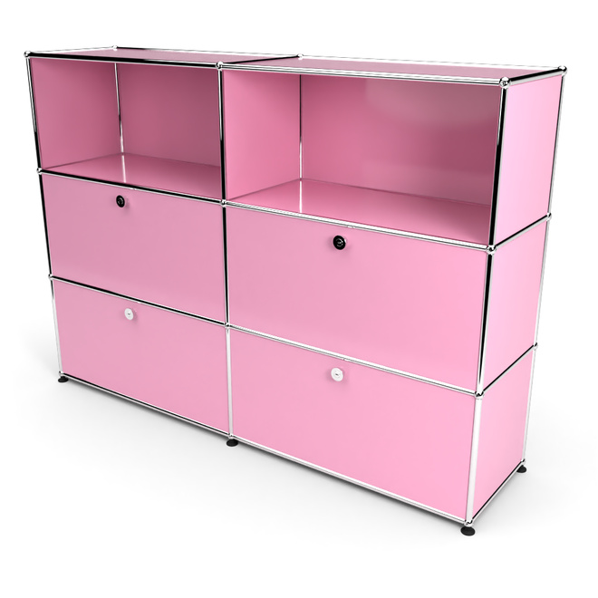 Highboard 3x2 mit 4 Klapptren mitte und unten, Rosa