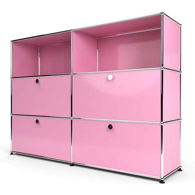 Highboard 3x2 mit 4 Klapptren mitte und unten, Rosa