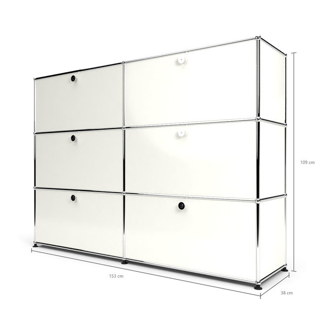 Highboard 3x2 mit 6 Klapptren, Weiss