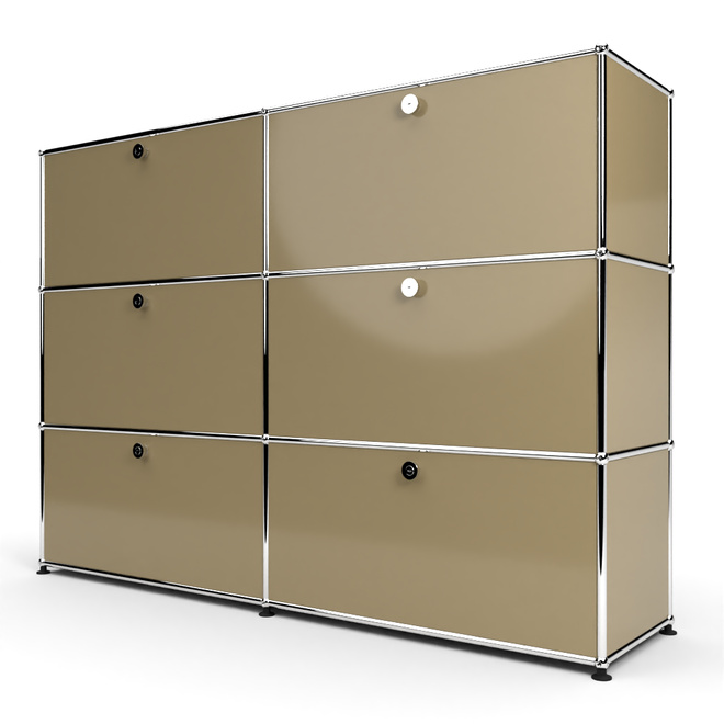 Highboard 3x2 mit 6 Klapptren, Beige