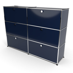 Highboard 3x2 mit 6 Klapptren, Stahlblau