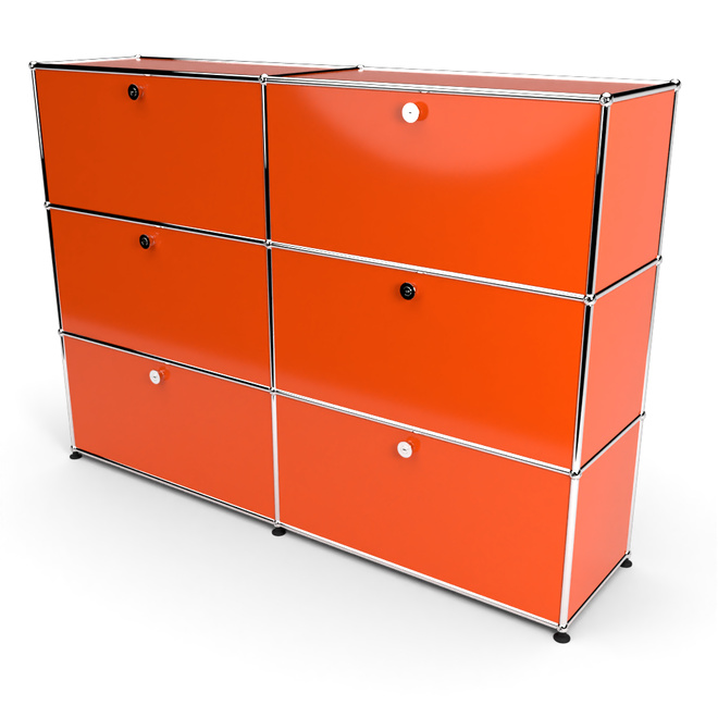 Highboard 3x2 mit 6 Klapptren, Orange