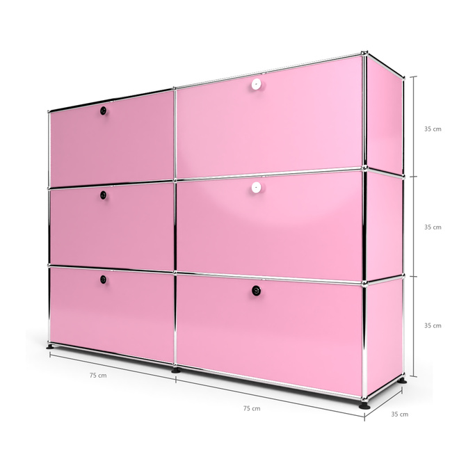 Highboard 3x2 mit 6 Klapptren, Rosa