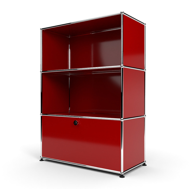 Highboard 3x1 mit 1 Tr unten, Rubinrot