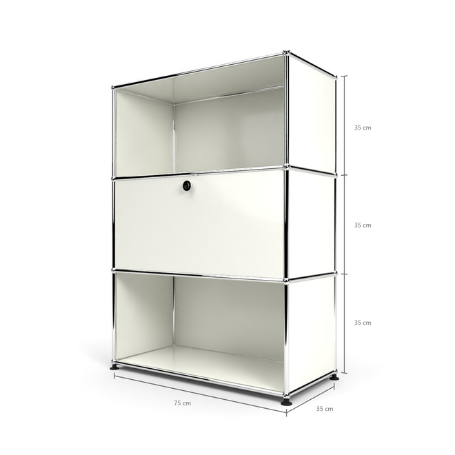 Highboard 3x1 mit 1 Tr Mitte, Weiss