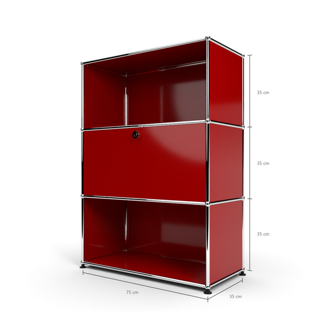 Highboard 3x1 mit 1 Tr Mitte, Rubinrot