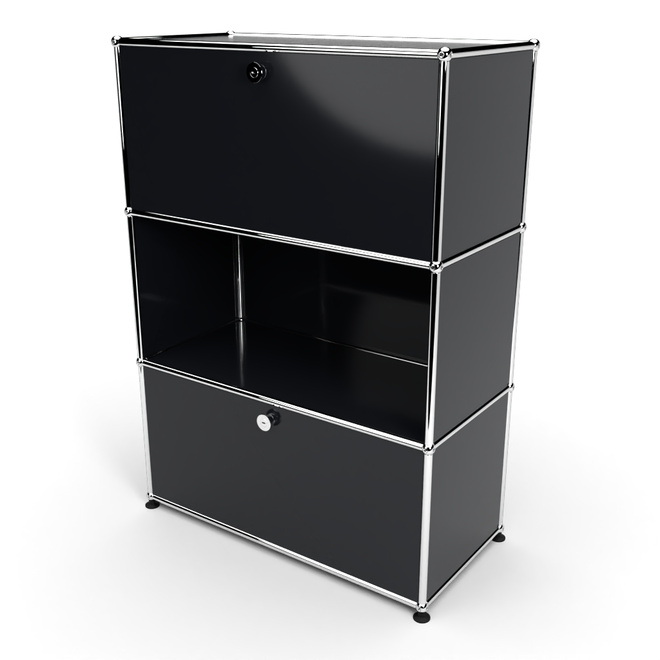 Highboard 3x1 mit 2 Klapptren oben und unten, Graphitschwarz