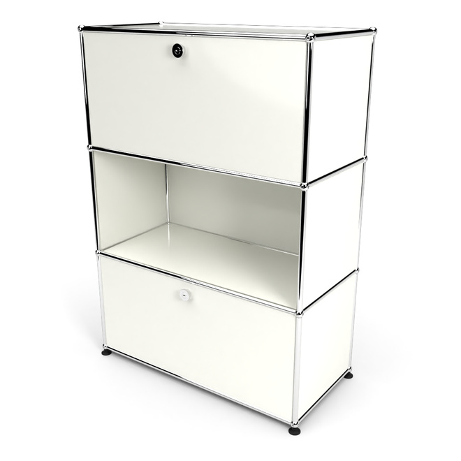 Highboard 3x1 mit 2 Klapptren oben und unten, Weiss