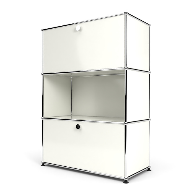 Highboard 3x1 mit 2 Klapptren oben und unten, Weiss