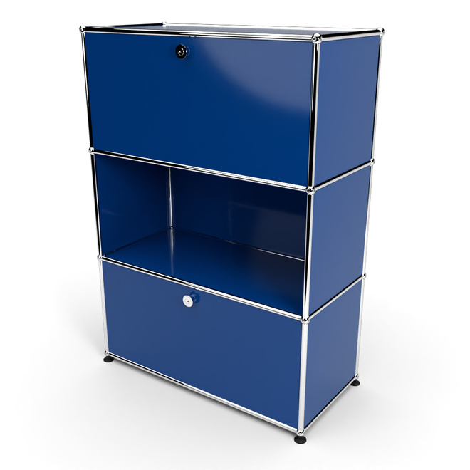 Highboard 3x1 mit 2 Klapptren oben und unten, Enzianblau