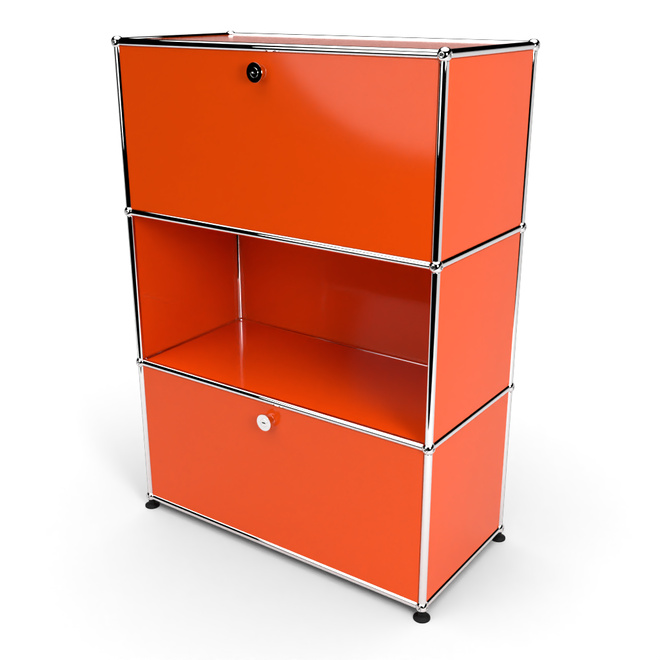 Highboard 3x1 mit 2 Klapptren oben und unten, Orange