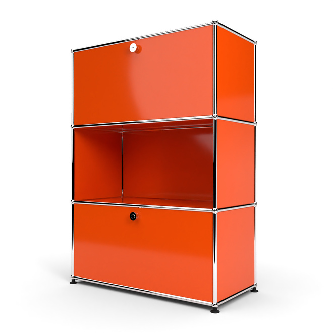 Highboard 3x1 mit 2 Klapptren oben und unten, Orange