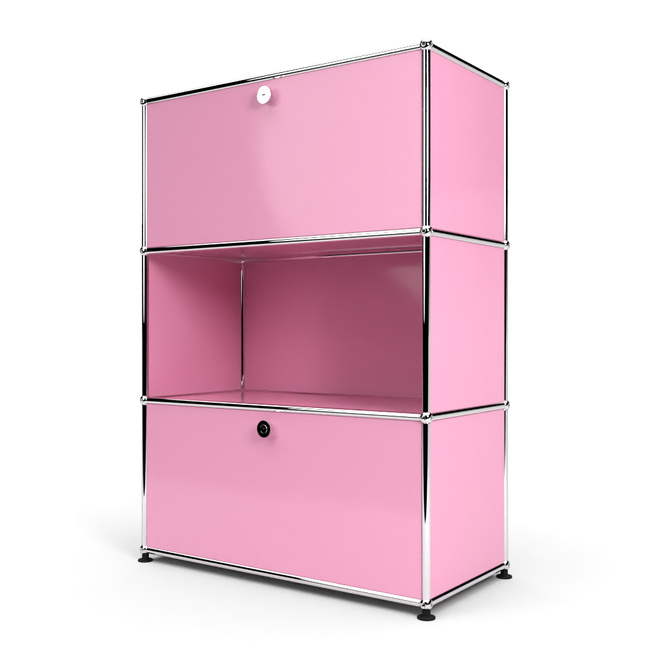 Highboard 3x1 mit 2 Klapptren oben und unten, Rosa