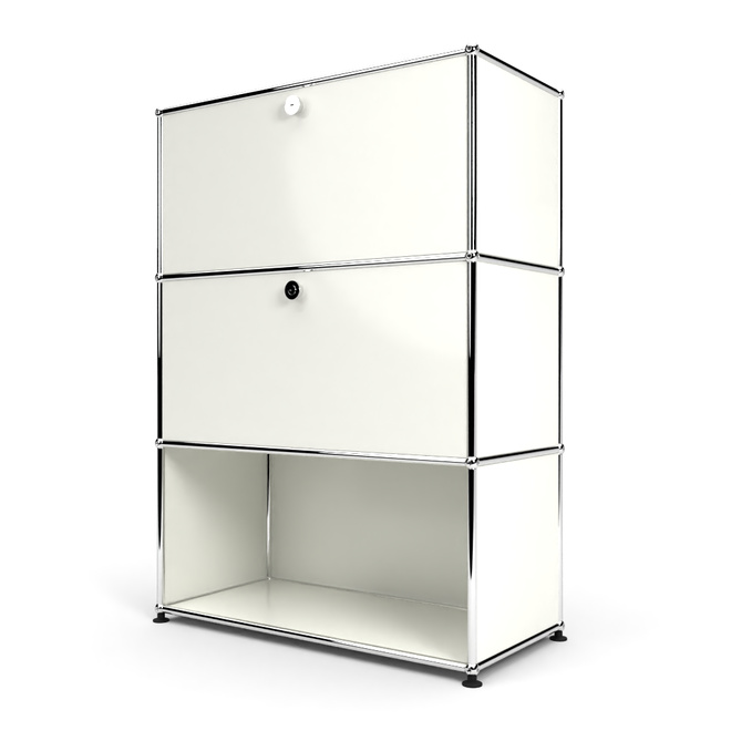 Highboard 3x1 mit 2 Klapptren mitte und unten, Weiss