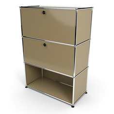 Highboard 3x1 mit 2 Klapptren mitte und unten, Beige