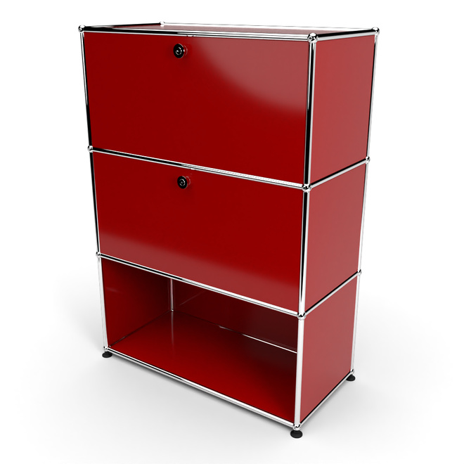 Highboard 3x1 mit 2 Klapptren mitte und unten, Rubinrot