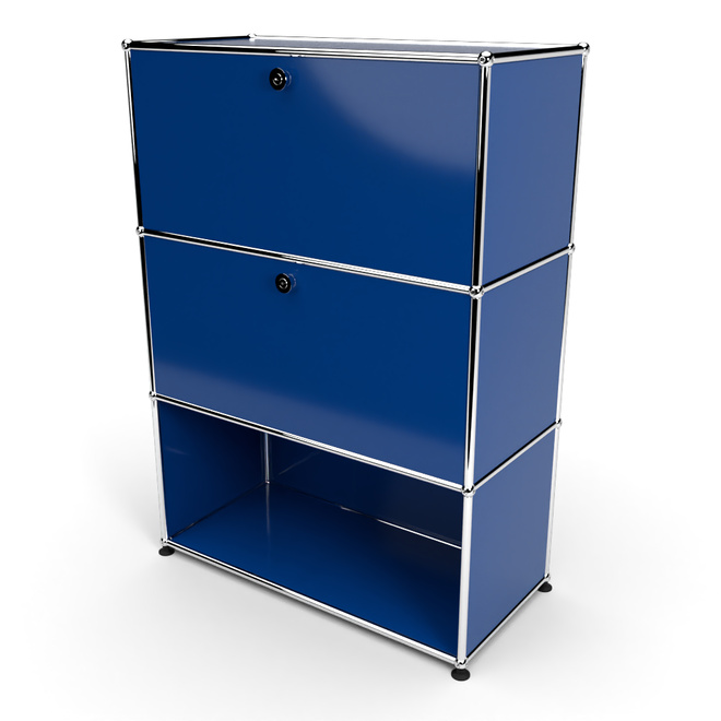 Highboard 3x1 mit 2 Klapptren mitte und unten, Enzianblau