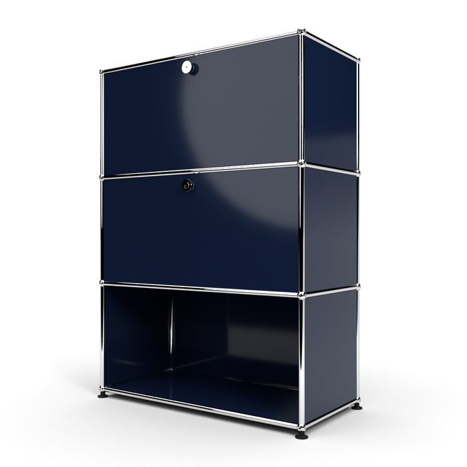 Highboard 3x1 mit 2 Klapptren mitte und unten, Stahlblau