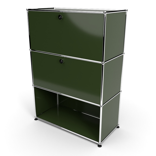 Highboard 3x1 mit 2 Klapptren mitte und unten, Olivgrn