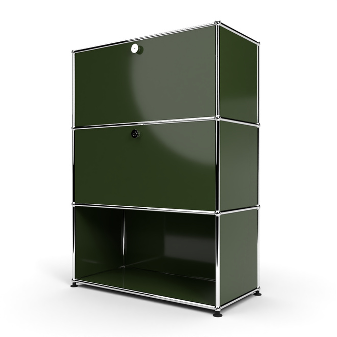 Highboard 3x1 mit 2 Klapptren mitte und unten, Olivgrn