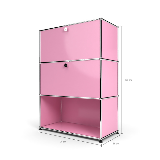 Highboard 3x1 mit 2 Klapptren mitte und unten, Rosa