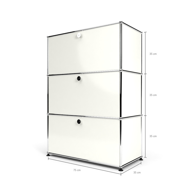 Highboard 3x1 mit 3 Klapptren, Weiss