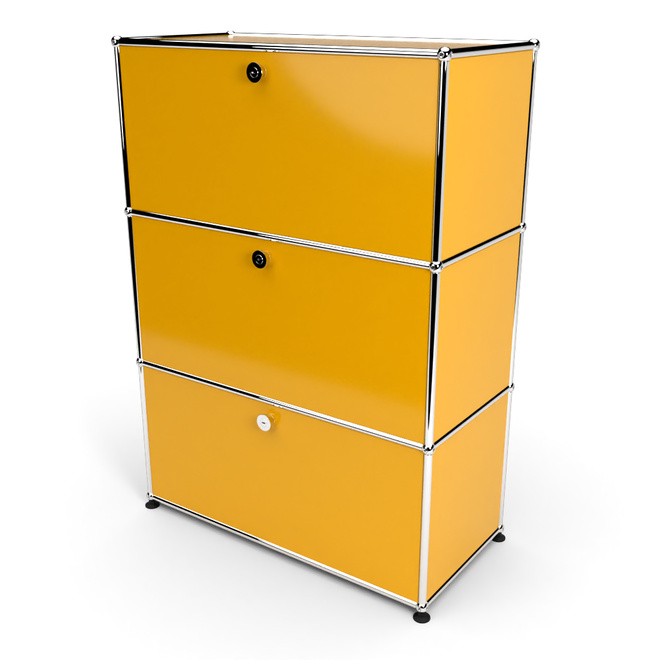 Highboard 3x1 mit 3 Klapptren, Goldgelb