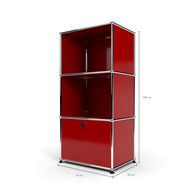 Highboard 50 3x1 mit 1 Tr, Rubinrot