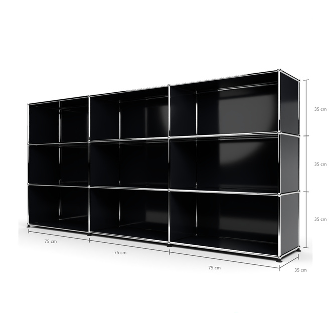 Highboard 3x3 offen, Graphitschwarz